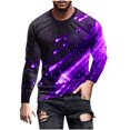 thumbnail image 1 of ZCFZJW 3D Falling Stars Print Long Sleeve Graphic T-Shirts for Men Big and Tall Regular Fit Casual Round Neck Pullover Sweatshirts Trendy Athletic Workout Tees Tops Purple XXL, 1 of 5