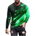 thumbnail image 1 of ZCFZJW 3D Falling Stars Print Long Sleeve Graphic T-Shirts for Men Big and Tall Regular Fit Casual Round Neck Pullover Sweatshirts Trendy Athletic Workout Tees Tops Green S, 1 of 5