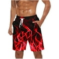 thumbnail image 1 of ZCFZJW 3D Flame Novelty Print Beach Shorts for Men Big and Tall Regular Fit Casual Drawstring Elastic Waist Bathing Suit Lightweight Hawaiian Swim Trunks with Pockets Red M, 1 of 5