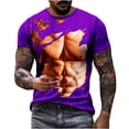 thumbnail image 1 of ZCFZJW 3D Muscle T-Shirts for Men Big and Tall Regular Fit Casual Summer Short Sleeve Graphic Tees Shirt Loose Lightweight Comfy Pullover Tops Purple S, 1 of 6