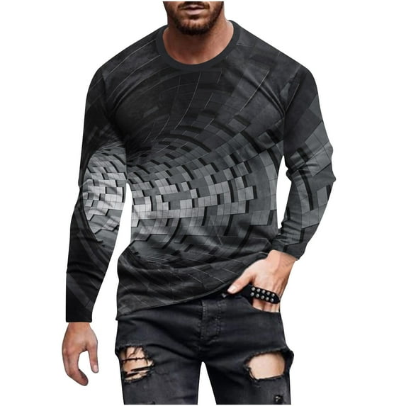 ZCFZJW 3D Novelty Graphic Pullover Tops for Men Big and Tall Regular Fit Funny Print Long Sleeve Crew Neck Basic Workout Sweatshirts Black XXXXXL