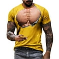 thumbnail image 1 of ZCFZJW 3D Novelty Tops for Men Big and Tall Regular Fit Casual Summer Short Sleeve Fake Muscle Pattern Graphic Tees Shirt Trendy Holiday Vacation T-Shirts Orange S, 1 of 6