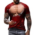 thumbnail image 1 of ZCFZJW 3D Novelty Tops for Men Big and Tall Regular Fit Casual Summer Short Sleeve Fake Muscle Pattern Graphic Tees Shirt Trendy Holiday Vacation T-Shirts Wine L, 1 of 6