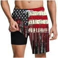 thumbnail image 1 of ZCFZJW 4th of July Mens Patriotic Swim Trunks with Compression Liner Casual USA Flag Printed Summer Drawstring Waist Stretch Board Shorts 2 in 1 Quick Dry Swimwear Bathing Suits Black S, 1 of 6
