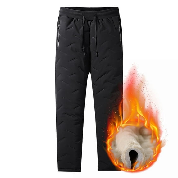ZCFZJW Men's Winter Sherpa Fleece Lined Sweatpants Plus Velvet Thick Solid Color Active Jogging Pants Large Size Running Fitness Sports Trousers(Black,XXXXL)