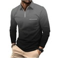 thumbnail image 1 of ZCFZJW Athletic Golf Shirts for Men Casual Tid Dye Gradient Color Print Long Sleeve 1/4 Zip up Pullover Sweatshirts Loose Regular Fit Comfy Workout T-Shirts Tops with Pocket Gray M, 1 of 5