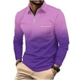 thumbnail image 1 of ZCFZJW Athletic Golf Shirts for Men Casual Tid Dye Gradient Color Print Long Sleeve 1/4 Zip up Pullover Sweatshirts Loose Regular Fit Comfy Workout T-Shirts Tops with Pocket Purple S, 1 of 5