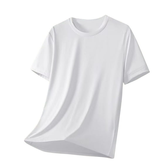 ZCFZJW Athletic Shirts Men Lightweight Quick Dry Summer Sport Moisture Wicking Tops Gym Running Stripes Activewear Workout Casual T Shirts White L