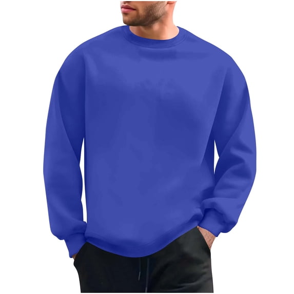 ZCFZJW Athletic Sweatshirts for Men Big and Tall Regular Fit Casual Solid Color Long Sleeve Crewneck Pullover Tops Loose Overszied Cotton Base Tees Shirt L