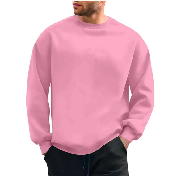 ZCFZJW Athletic Sweatshirts for Men Big and Tall Regular Fit Casual Solid Color Long Sleeve Crewneck Pullover Tops Loose Overszied Cotton Base Tees Shirt M
