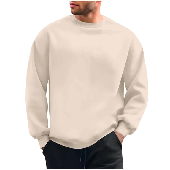 ZCFZJW Athletic Sweatshirts for Men Big and Tall Regular Fit Casual Solid Color Long Sleeve Crewneck Pullover Tops Loose Overszied Cotton Base Tees Shirt XXXL