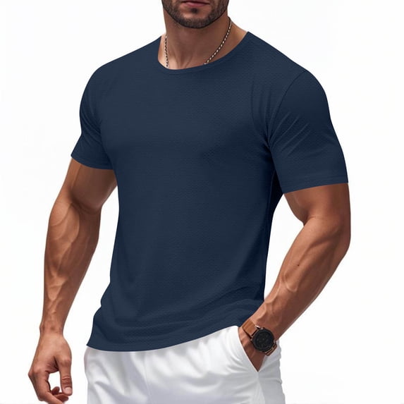 ZCFZJW Athletic T-Shirts for Men Big and Tall Regular Fit Casual Short Sleeve Basic Crewneck Workout Tees Shirt Loose Comfy Pullover Tops Navy XXXXL