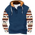 thumbnail image 1 of ZCFZJW Aztec Print Hoodie Tops for Men Big and Tall Regular Fit Vintage Cowboy Long Sleeve 1/4 Button up Western Hooded Sweatshirts Loose Lightweight Comfy Pullover with Pockets XXXXL, 1 of 4