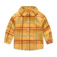thumbnail image 1 of ZCFZJW Baby Boy Flannel Shirts Lightweight Buffalo Plaid Long Sleeve Lapel Button Down Shacket Jackets Fall Winter Toddler Baby Kids Casual Coat(Yellow,2-3Years), 1 of 9