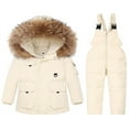 thumbnail image 1 of ZCFZJW Baby Boys Girls Snowsuit Toddler Winter Outfit Sets Kids Hooded Thickened Puffer Down Jacket Coat and Ski Bib Pants Two Pieces Ski Suit(Z#10-White,2-3 Years), 1 of 9