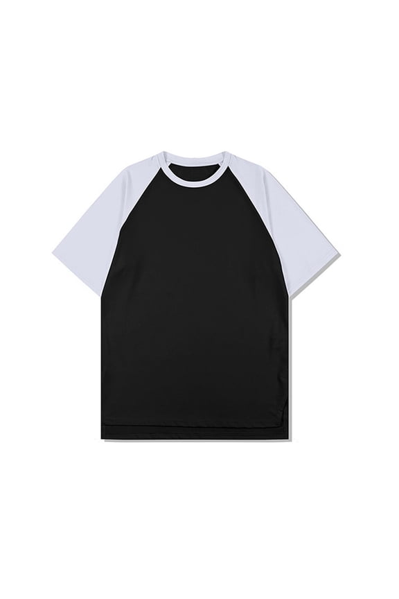 Baseball Shirts for Men Raglan Short Sleeve Basic Crew Neck Athletic T-Shirts Loose Oversized Baggy Quick Dry Shirt Tops Black S