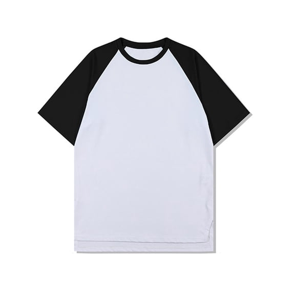 ZCFZJW Baseball Shirts for Men Raglan Short Sleeve Basic Crew Neck Athletic T-Shirts Loose Oversized Baggy Quick Dry Shirt Tops White L