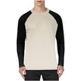 thumbnail image 1 of ZCFZJW Baseball T-Shirts for Men Lightweight Big and Tall Regular Fit Casual Raglan Long Sleeve Crewneck Basic Color Block Printed Athletic Tees Shirt Tops Khaki S, 1 of 5