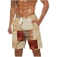 thumbnail image 1 of ZCFZJW Bermuda Shorts for Men Vintage Color Block Print Summer Drawstring Elastic Waist Beach Board Shorts Quick Dry Swim Trunks with Pockets Brown XXXXL, 1 of 5