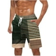 thumbnail image 1 of ZCFZJW Bermuda Shorts for Men Vintage Color Block Print Summer Drawstring Elastic Waist Beach Board Shorts Quick Dry Swim Trunks with Pockets Green S, 1 of 5