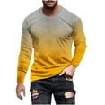 thumbnail image 1 of ZCFZJW Big and Tall Graphic T-Shirts for Men Regular Fit Casual Long Sleeve Tie Dye Gradient Print Crew Neck Workout Sweatshirts Trendy Oversized Basic Tees Yellow S, 1 of 6