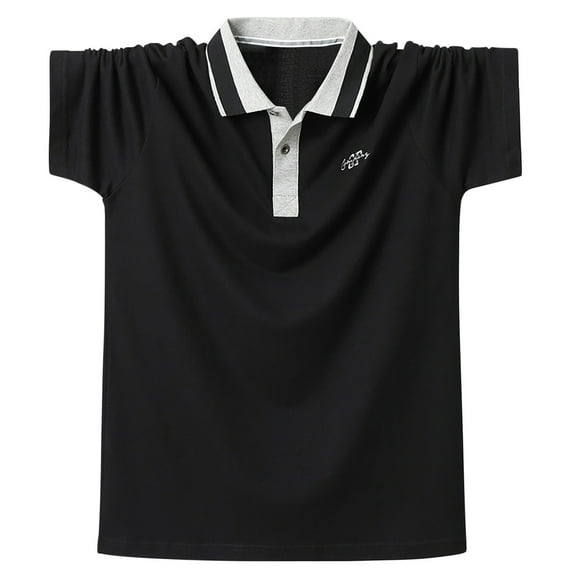 ZCFZJW Big and Tall Polo Shirts for Men Loose Lightweight Casual Short Sleeve 1/4 Button up V Neck Henley Shirts Trendy Sport Athletic Workout Tees Tops Black XXXL