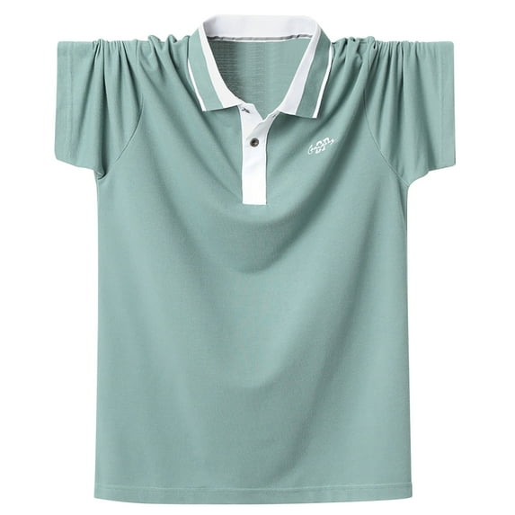 ZCFZJW Big and Tall Polo Shirts for Men Loose Lightweight Casual Short Sleeve 1/4 Button up V Neck Henley Shirts Trendy Sport Athletic Workout Tees Tops Green XL