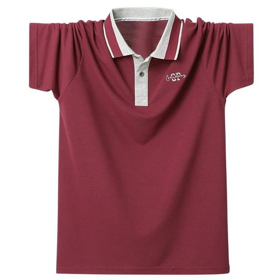 ZCFZJW Big and Tall Polo Shirts for Men Loose Lightweight Casual Short Sleeve 1/4 Button up V Neck Henley Shirts Trendy Sport Athletic Workout Tees Tops Red XL