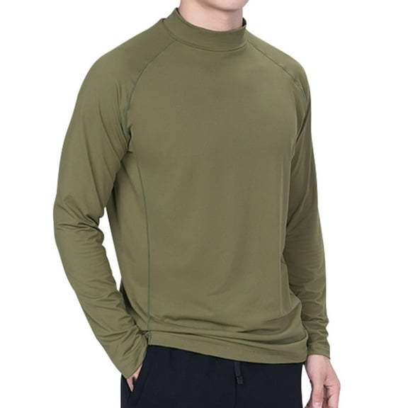 ZCFZJW Big and Tall Regular Fit Athletic T-Shirts for Men Lightweight Casual Long Sleeve Crewneck Basic Solid Color Pullover Sweatshirts Tops Army Green L