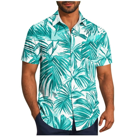 ZCFZJW Big and Tall Regular Fit Beach Hawaiian Shirts for Men Lightweight Casual Summer Tropial Printed Short Sleeve Button Down Graphic Holiday T-Shirt Tops with Pockets Multicolor#16 XL