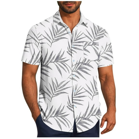 ZCFZJW Big and Tall Regular Fit Beach Hawaiian Shirts for Men Lightweight Casual Summer Tropial Printed Short Sleeve Button Down Graphic Holiday T-Shirt Tops with Pockets Multicolor#14 M
