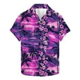 thumbnail image 1 of ZCFZJW Big and Tall Regular Fit Casual Striped Button Down Hawaiian Shirts for Men Lightweight Summer Short Sleeve Beach Vacation Tops Trendy Collared Tees Shirt Multicolor#02 L, 1 of 5