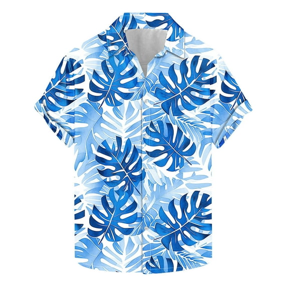 ZCFZJW Big and Tall Regular Fit Casual Striped Button Down Hawaiian Shirts for Men Lightweight Summer Short Sleeve Beach Vacation Tops Trendy Collared Tees Shirt Multicolor#27 M