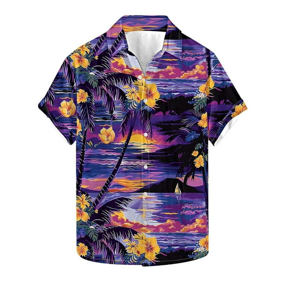 ZCFZJW Big and Tall Regular Fit Casual Striped Button Down Hawaiian Shirts for Men Lightweight Summer Short Sleeve Beach Vacation Tops Trendy Collared Tees Shirt Multicolor#15 L