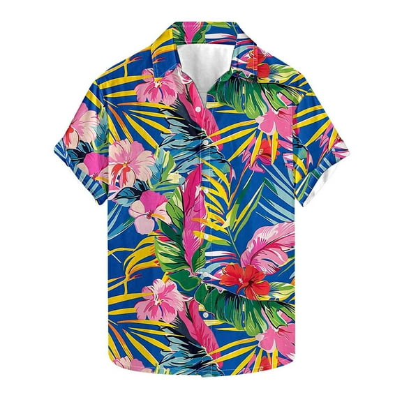 ZCFZJW Big and Tall Regular Fit Casual Striped Button Down Hawaiian Shirts for Men Lightweight Summer Short Sleeve Beach Vacation Tops Trendy Collared Tees Shirt Multicolor#20 XXXXXL