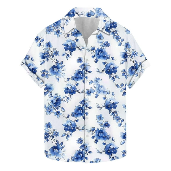 ZCFZJW Big and Tall Regular Fit Casual Striped Button Down Hawaiian Shirts for Men Lightweight Summer Short Sleeve Beach Vacation Tops Trendy Collared Tees Shirt Multicolor#28 S