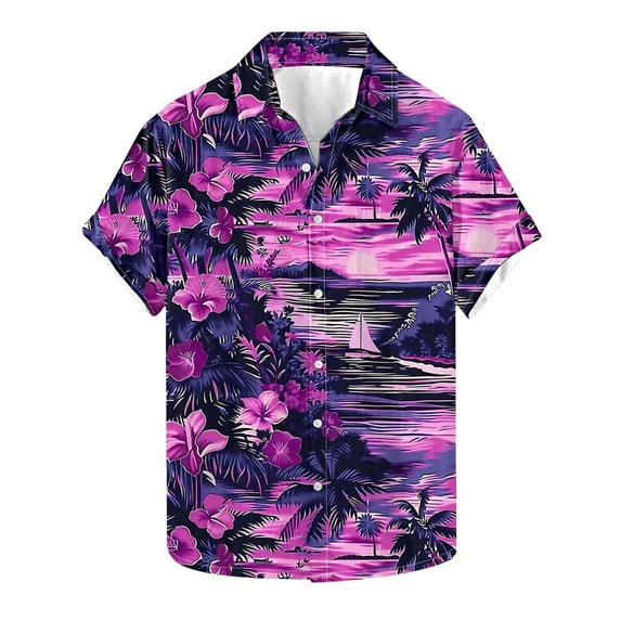 ZCFZJW Big and Tall Regular Fit Casual Striped Button Down Hawaiian Shirts for Men Lightweight Summer Short Sleeve Beach Vacation Tops Trendy Collared Tees Shirt Multicolor#03 M