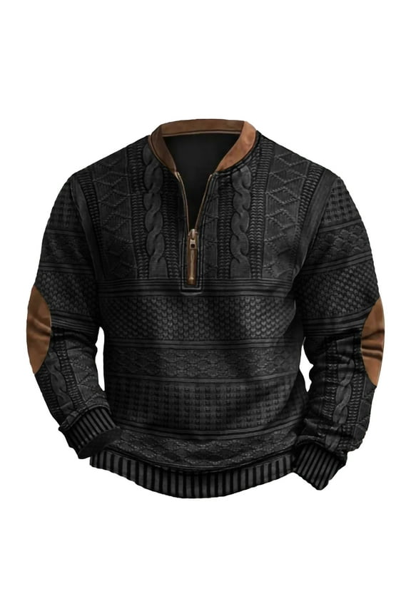 Big and Tall Regular Fit Casual Sweaters for Men Long Sleeve 1/4 Zip up Pullovers Loose Lightweight Comfy Cable Knit Warm Jacket Tops Black XXL