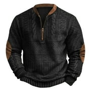 ZCFZJW Big and Tall Regular Fit Casual Sweaters for Men Long Sleeve 1/4 Zip up Pullovers Loose Lightweight Comfy Cable Knit Warm Jacket Tops Black XXXL