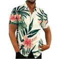 thumbnail image 1 of ZCFZJW Big and Tall Regular Fit Hawaiian Shirt for Men, Tropical Printed Summer Short Sleeve Button Down Mens Holiday Vacation Tees Shirts Tops Cotton Linen Beach Shirts Multicolor#02 XXL, 1 of 3