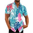 thumbnail image 1 of ZCFZJW Big and Tall Regular Fit Hawaiian Shirt for Men, Tropical Printed Summer Short Sleeve Button Down Mens Holiday Vacation Tees Shirts Tops Cotton Linen Beach Shirts Multicolor#07 S, 1 of 3