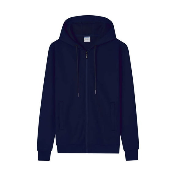 ZCFZJW Big and Tall Regular Fit Hoodie Tops for Men Casual Full Zip up Solid Color Fall Sherpa Fleece Warm Hooded Pullover Sweatshirs Loose Comfy Outwear Jacket with Pockets Navy XXXXL
