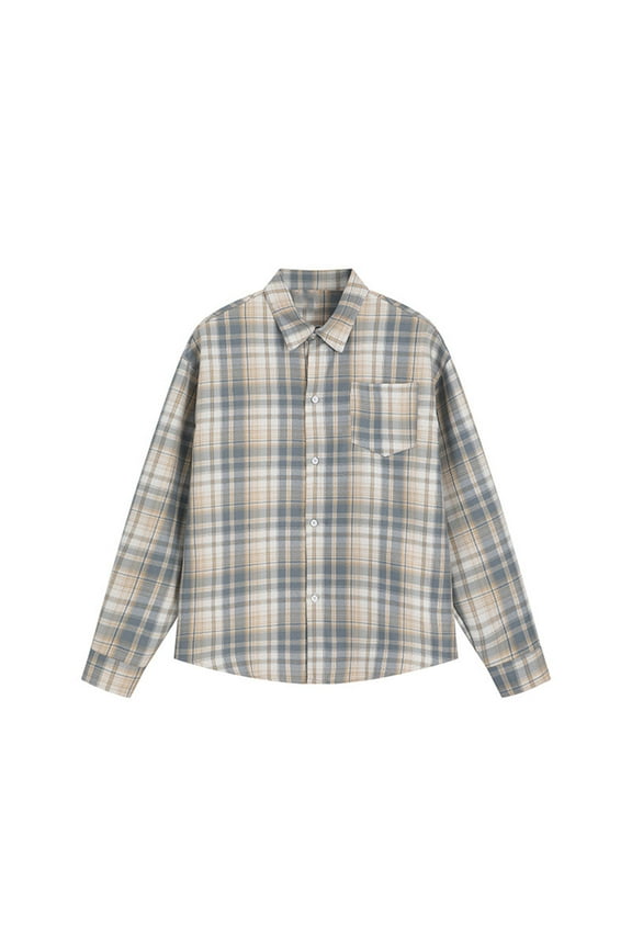 Big and Tall Regular Fit Mens Flannel Shirts Long Sleeve Plaid Button Down Shirt Casual Soft Cotton Work Business Shirt Jacket with Pocket Beige XXXXL