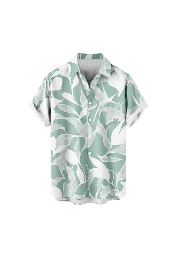 Big and Tall Regular Fit Mens Hawaiian T-Shirts Trendy Summer Short Sleeve Tropical Floral Pattern Graphic Holiday Vacation Beach Tees Tops with Pockets Mint Green XXL