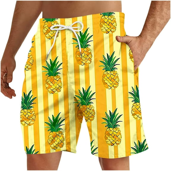 ZCFZJW Big and Tall Regular Fit Swim Trunks for Men Casual Summer Tropical Fruit Pattern Print Elastic Waist Beach Board Shorts Bathing Suit with Pockets Multicolor#16 M