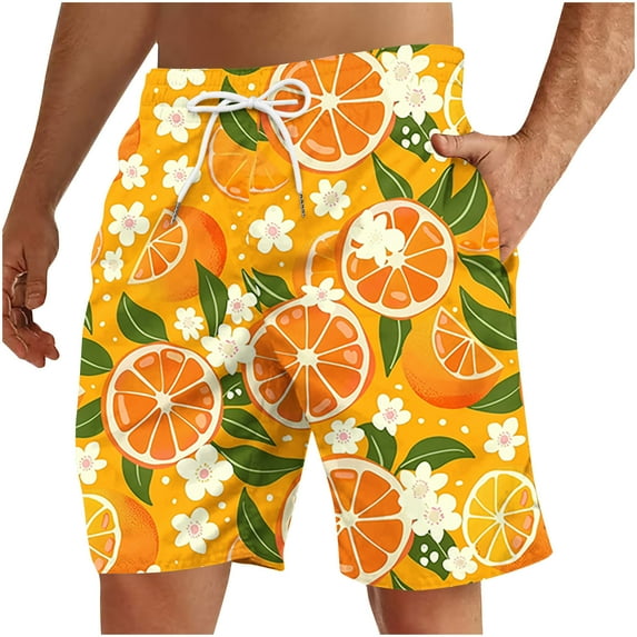 ZCFZJW Big and Tall Regular Fit Swim Trunks for Men Casual Summer Tropical Fruit Pattern Print Elastic Waist Beach Board Shorts Bathing Suit with Pockets Multicolor#13 M
