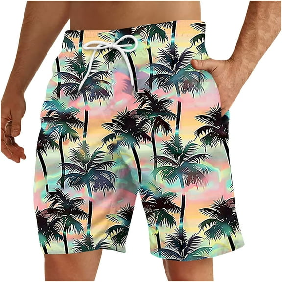 ZCFZJW Big and Tall Regular Fit Swim Trunks for Men Casual Summer Tropical Fruit Pattern Print Elastic Waist Beach Board Shorts Bathing Suit with Pockets Multicolor#03 S
