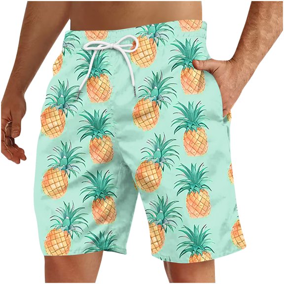 ZCFZJW Big and Tall Regular Fit Swim Trunks for Men Casual Summer Tropical Fruit Pattern Print Elastic Waist Beach Board Shorts Bathing Suit with Pockets Multicolor#11 L