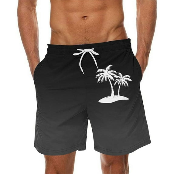 ZCFZJW Big and Tall Regular Fit Swim Trunks for Men Lightweight Casual Tie Dye Tropical Palm Tree Print Elastic Waist Beach Hawaiian Shorts with Pockets Dark Gray XXXL