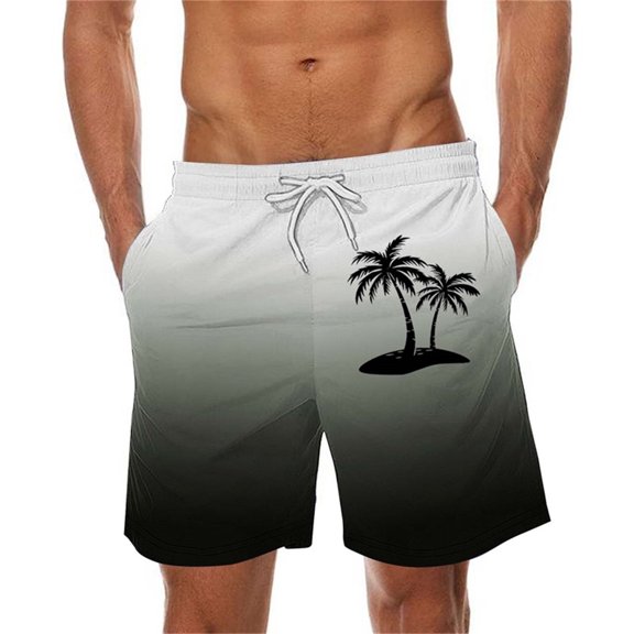 ZCFZJW Big and Tall Regular Fit Swim Trunks for Men Lightweight Casual Tie Dye Tropical Palm Tree Print Elastic Waist Beach Hawaiian Shorts with Pockets Silver XXXL